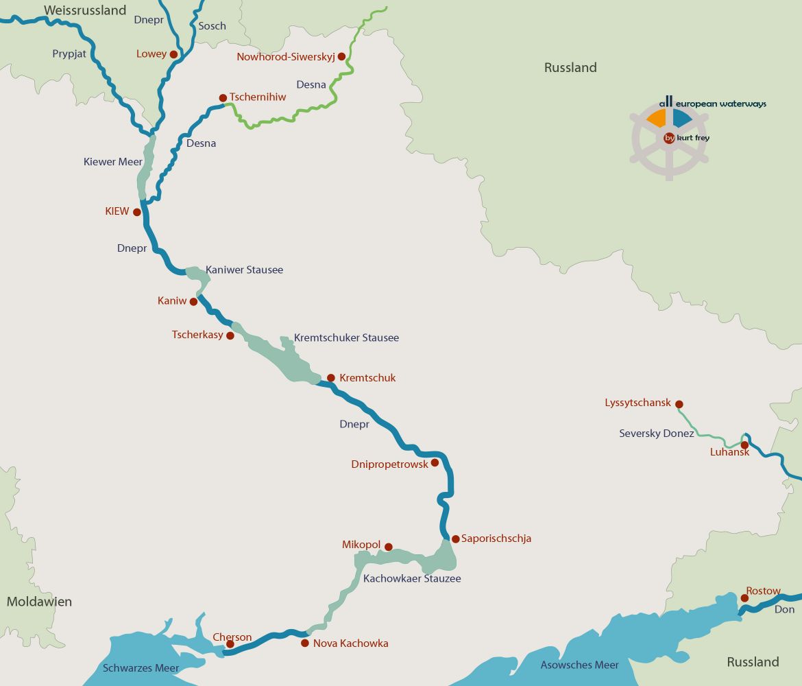 Das Land mit einem sehr grossen Gewässer Die Ukraine Waterways