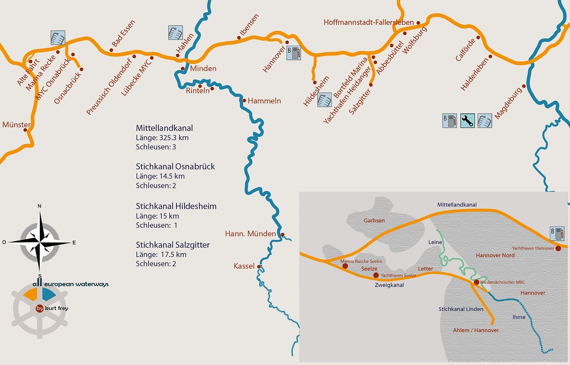 Schiffbare Gewässer, Flüsse, Kanäle, Wasserwege und Seen in Deutschland. Der Mittellandkanal Schiffbare Gewässer, Flüsse, Kanäle, Wasserwege und Seen in Deutschland. Der Mittellandkanal