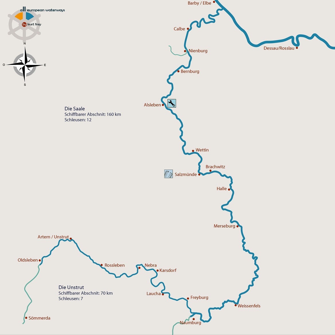 Schiffbare Gewässer, Flüsse, Kanäle, Wasserwege und Seen in Deutschland
