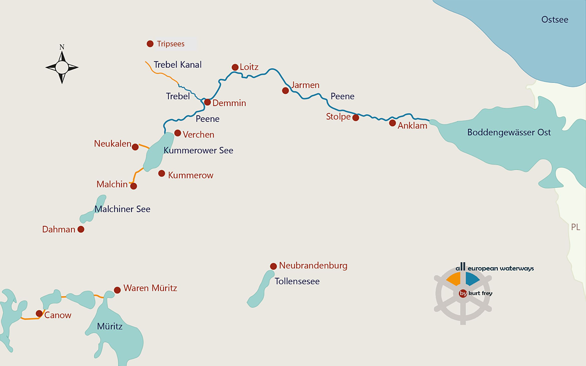 Schiffbare Gewässer, Flüsse, Kanäle, Wasserwege und Seen in Deutschland